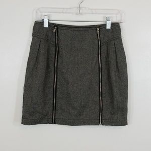 Silence +Noise Gray Woolblend Front zip Mini Skirt